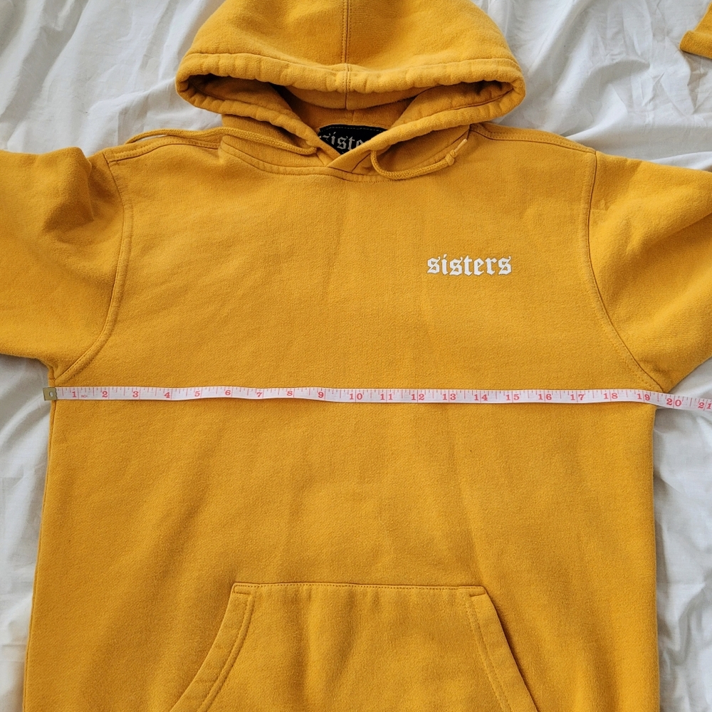 Sisters hoodie hooded unisex yellow hoodie hooded,100% Cotton,Made in USA,Size S - Picture 5 of 7